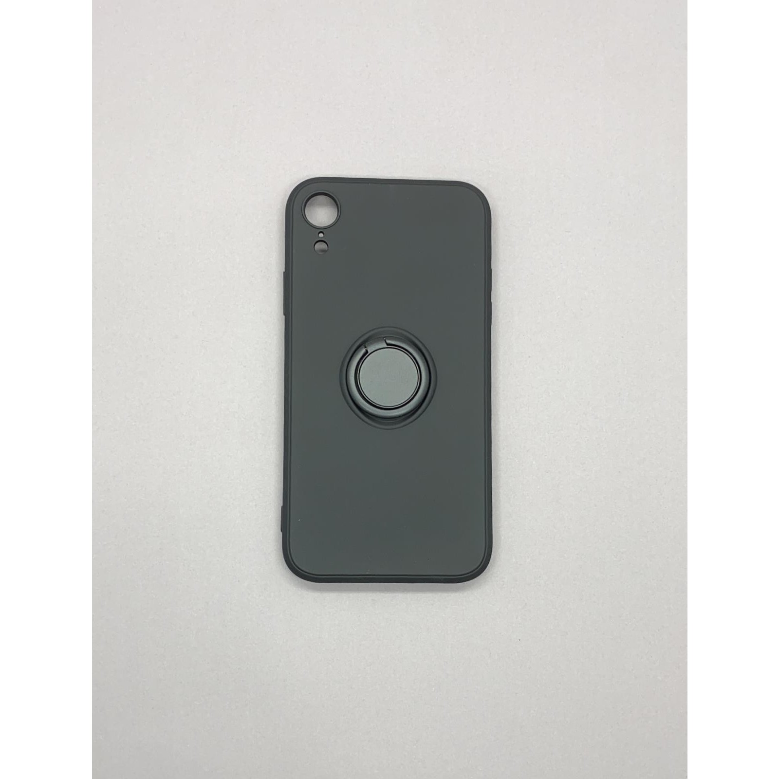 Husa protectie compatibila cu Apple iPhone XR Liquid Silicone Ring cu suport rotativ Negru [3]