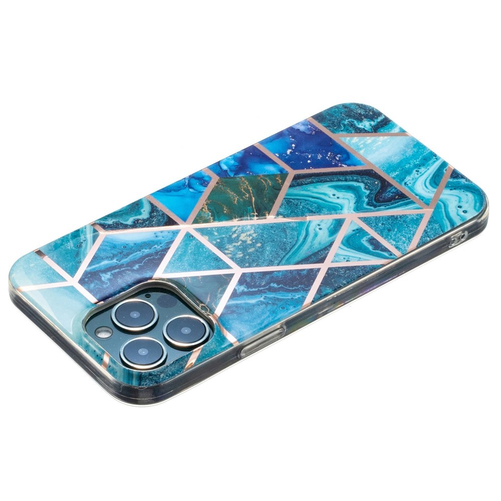 Husa protectie compatibila cu Huawei P40 Lite 5G / Nova 7 SE Soft IMD TPU Marble Geometric Albastru [5]