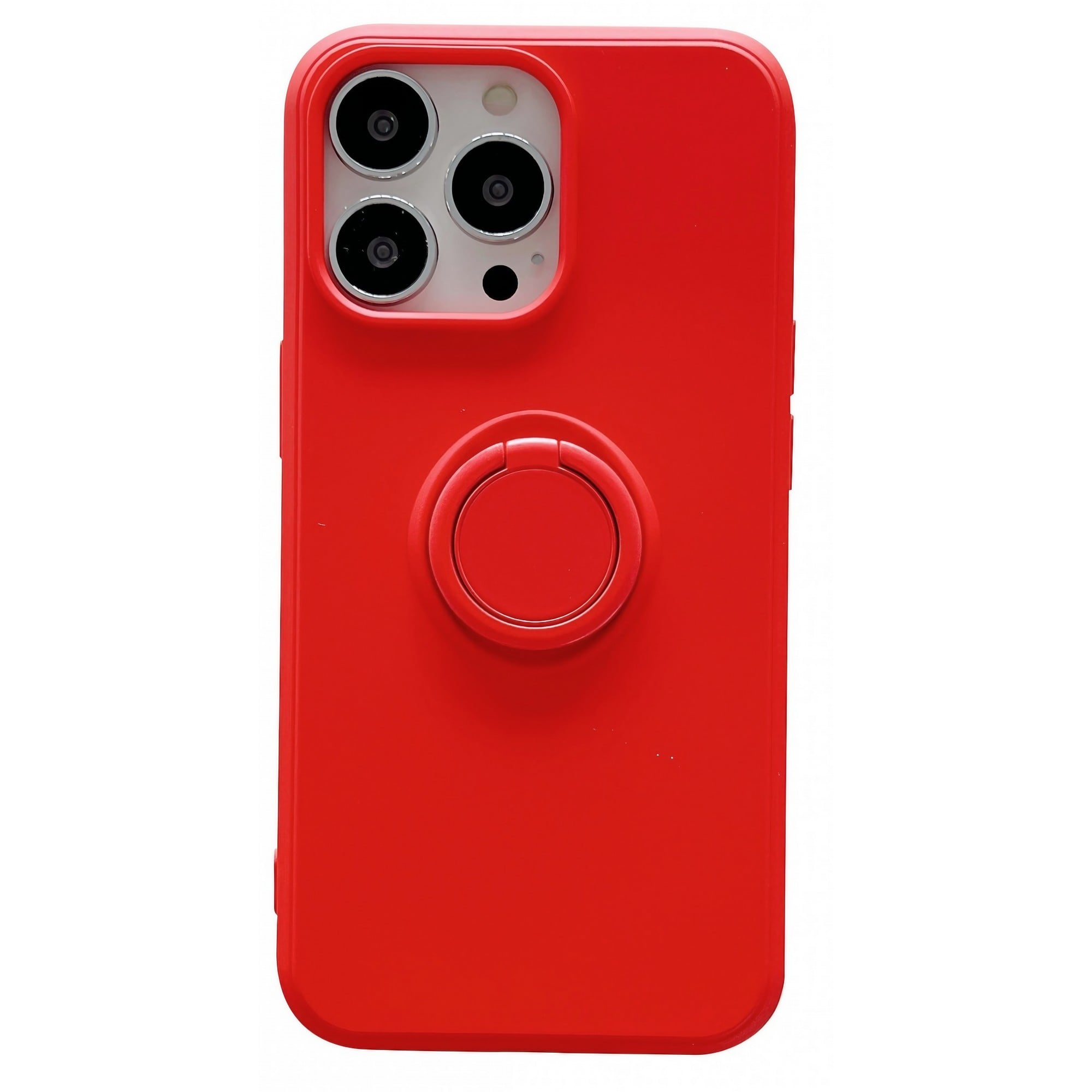 Ring Silicone Case - Husa protectie compatibila cu Samsung Galaxy A12 Liquid Silicone Ring cu suport rotativ Rosu