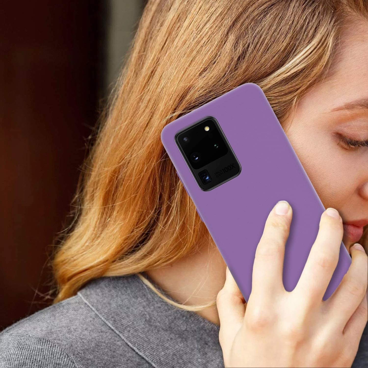 Husa protectie compatibila cu Samsung S20 Ultra Liquid Silicone Case Mov [4]