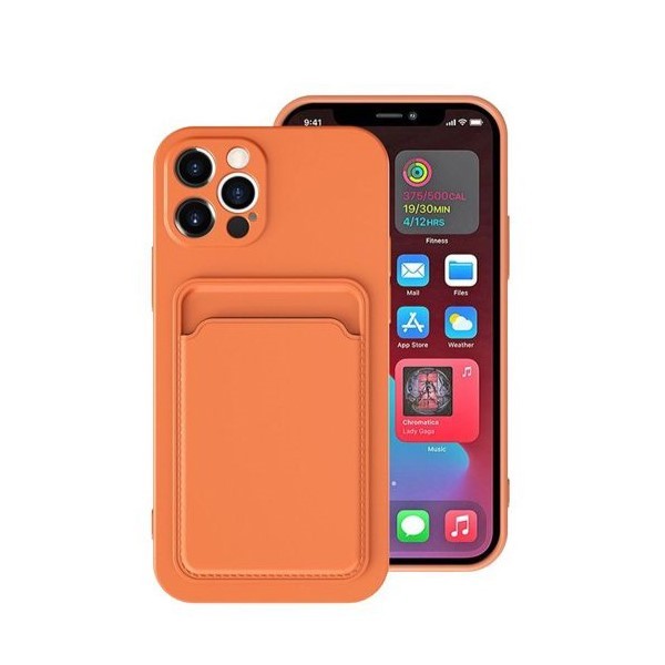 TPU - Suport Card - Husa protectie cu suport card compatibila cu Apple iPhone 12 Pro Portocaliu