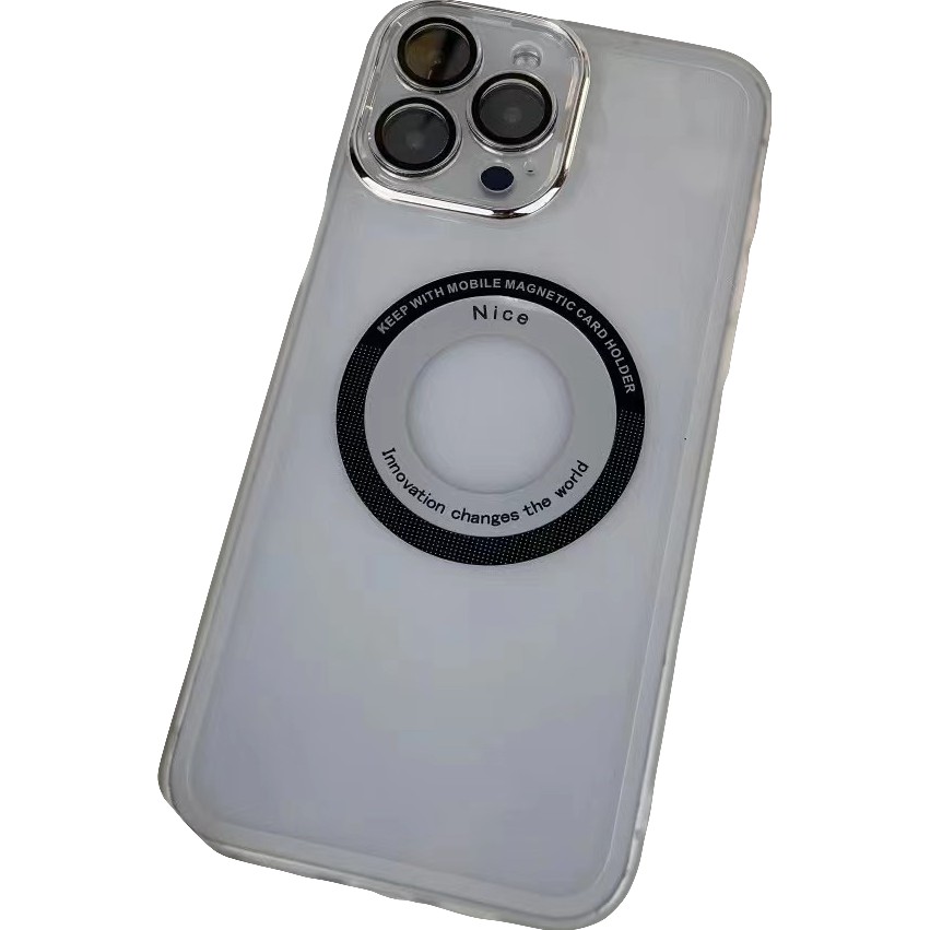 MagSafe cu logo - Husa protectie MagSafe TPU, , pentru iPhone 12, cu decupaj logo, Folie Sticla Camera, Transparent