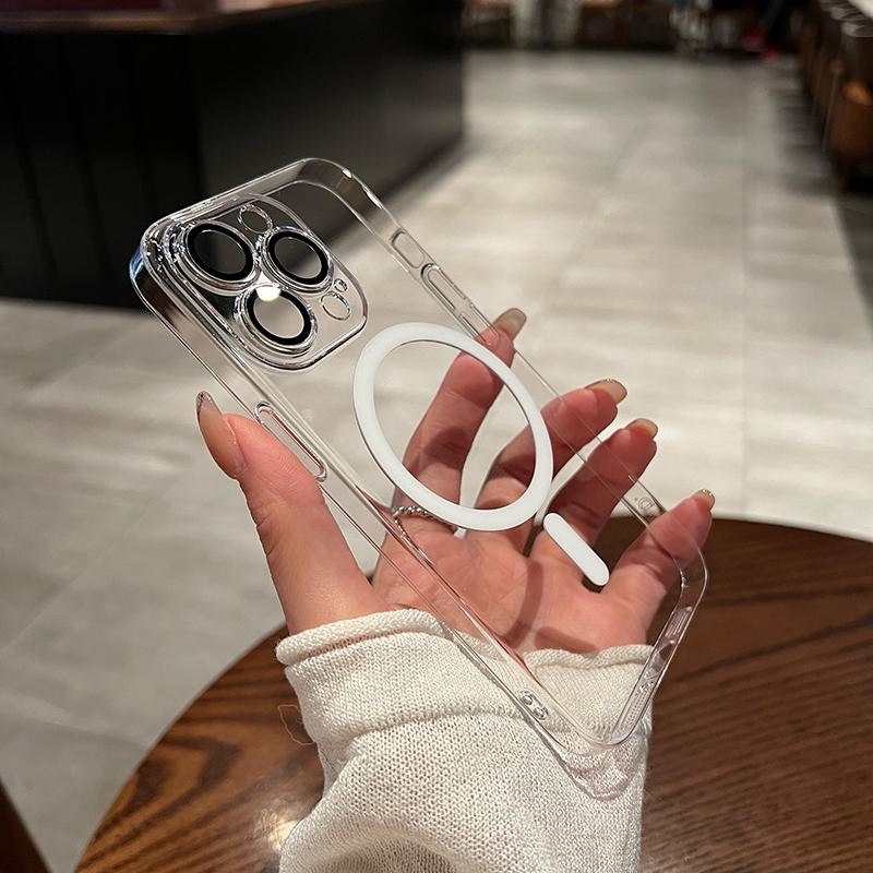 Husa protectie pentru Apple iPhone 14 Pro Max, MagSafe Silicone, Protectie si folie camera inclusa, protectie camera, Transparent [4]