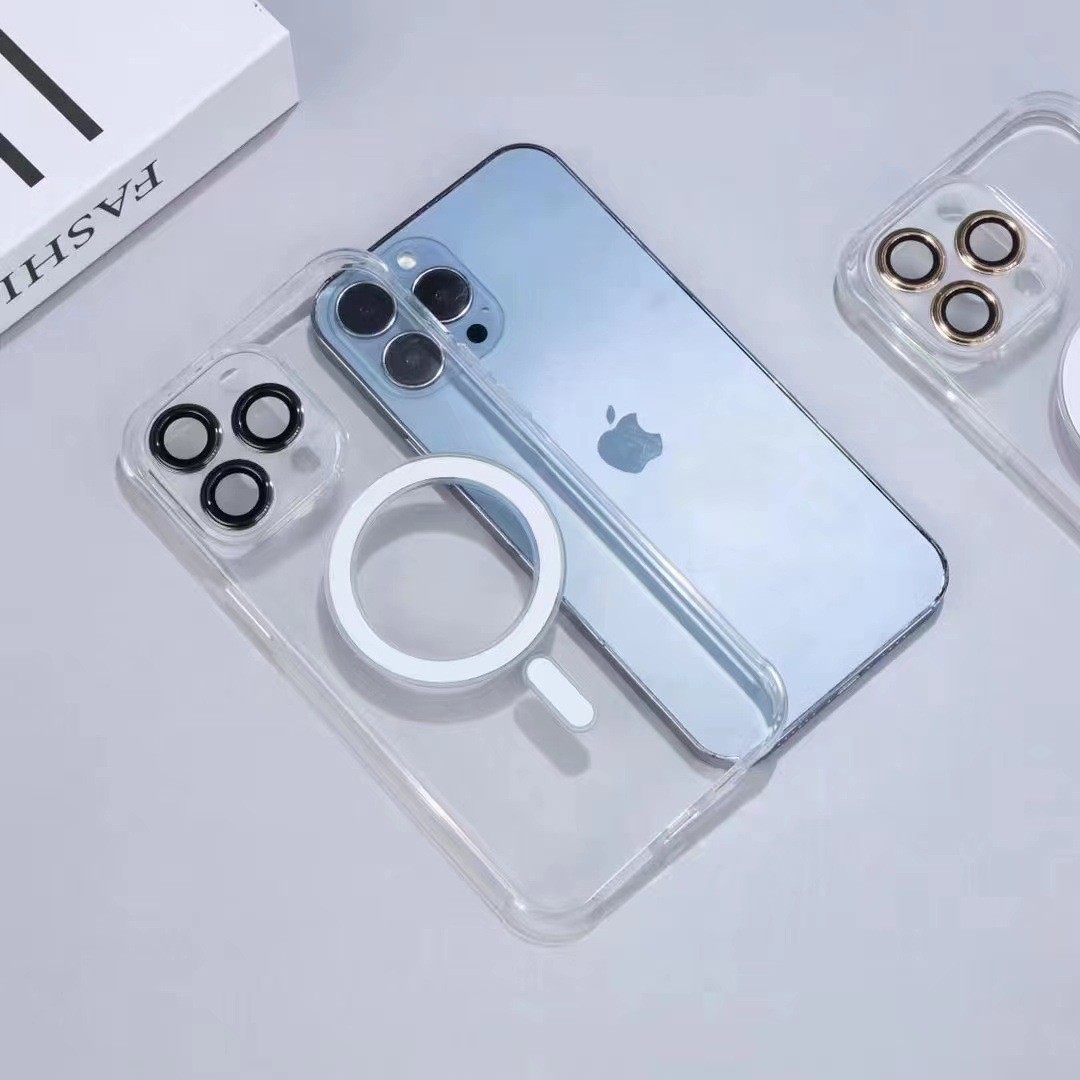 Husa protectie pentru Apple iPhone 14 Pro Max, MagSafe Silicone, Protectie si folie camera inclusa, protectie camera, Transparent [3]