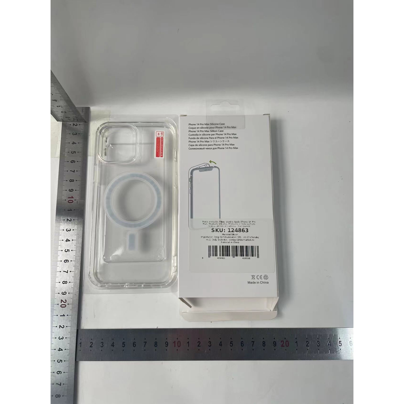 Husa protectie pentru Apple iPhone 14 Pro Max, MagSafe Silicone, Protectie si folie camera inclusa, protectie camera, Transparent [6]