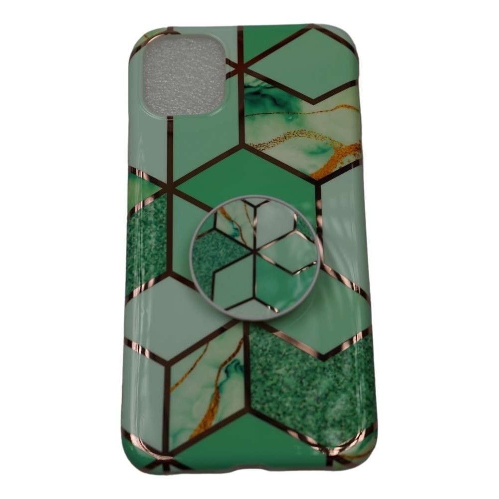 ✨TOATE PRODUSELE✨ - Husa protectie pentru Apple iPhone 11Pro Soft IMD TPU Marble Geometric Verde Suport inclus