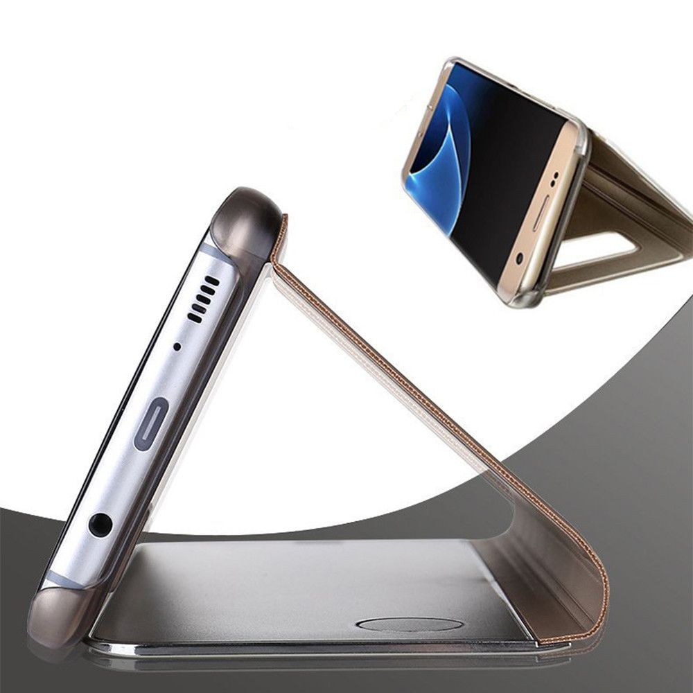 Husa Samsung Galaxy S7 Edge Flip Cover Oglinda Auriu [4]