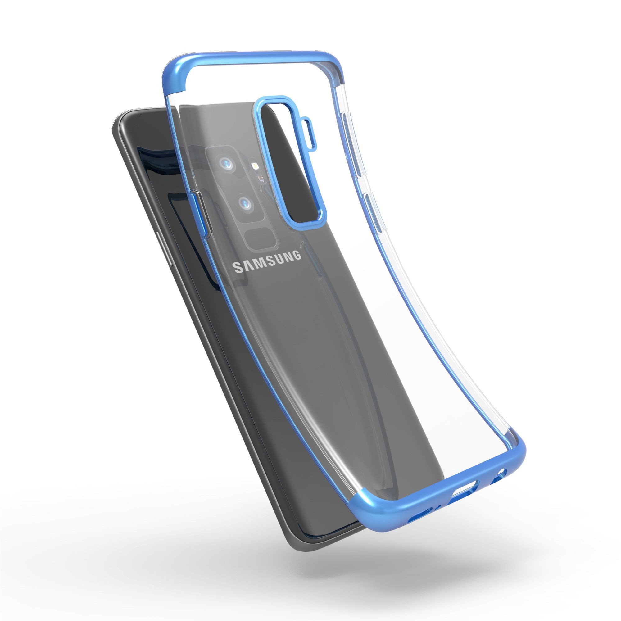 Husa Samsung Galaxy S9 Plus Transparent cu Margini Albastre [6]