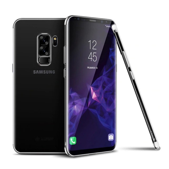 TPU Transparent - Husa Samsung Galaxy S9 Transparent cu Margini Argintii