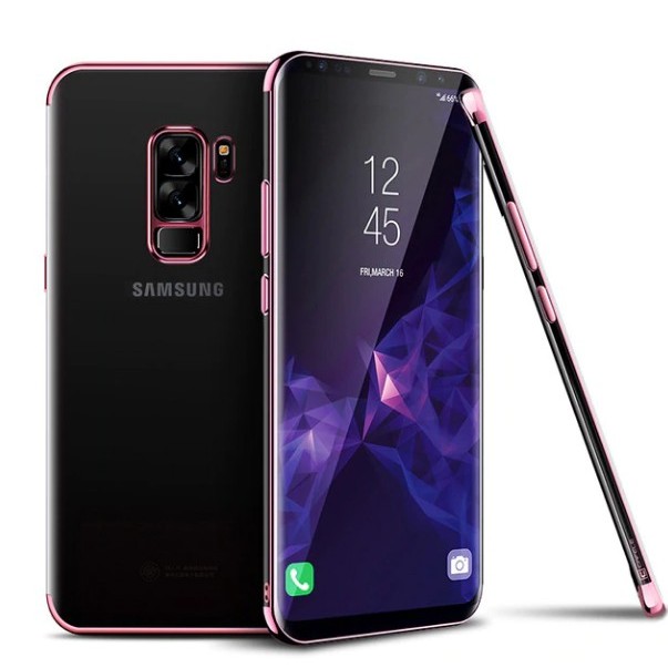 Husa Samsung Galaxy S9 Transparent cu Margini Roz-Aurii [3]