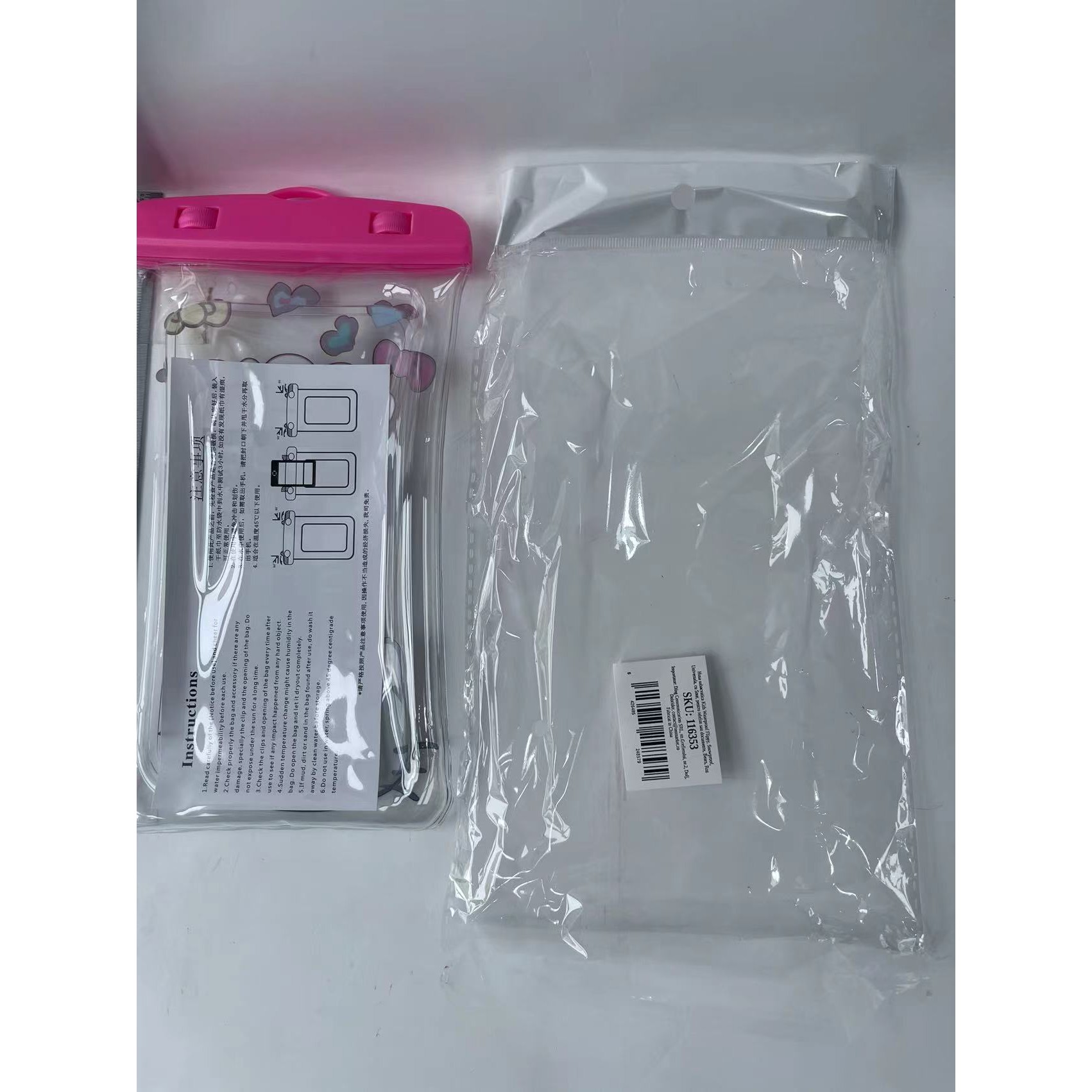 Husa subacvatica Kids Waterproof , Snowproof, Universala, cu Snur, pentru telefon sau documente, Bears, Roz [4]