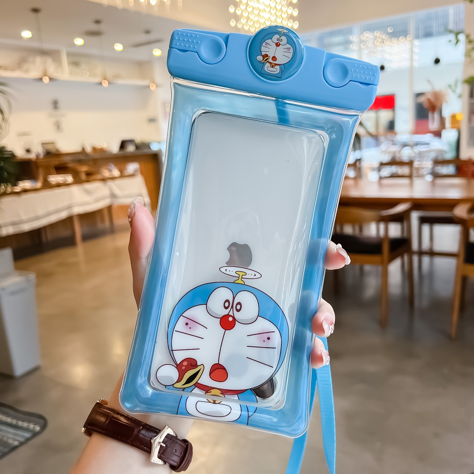 Husa subacvatica Mascot Waterproof , Snowproof, Universala, cu Snur, pentru telefon sau documente, Cat, Bleu [5]