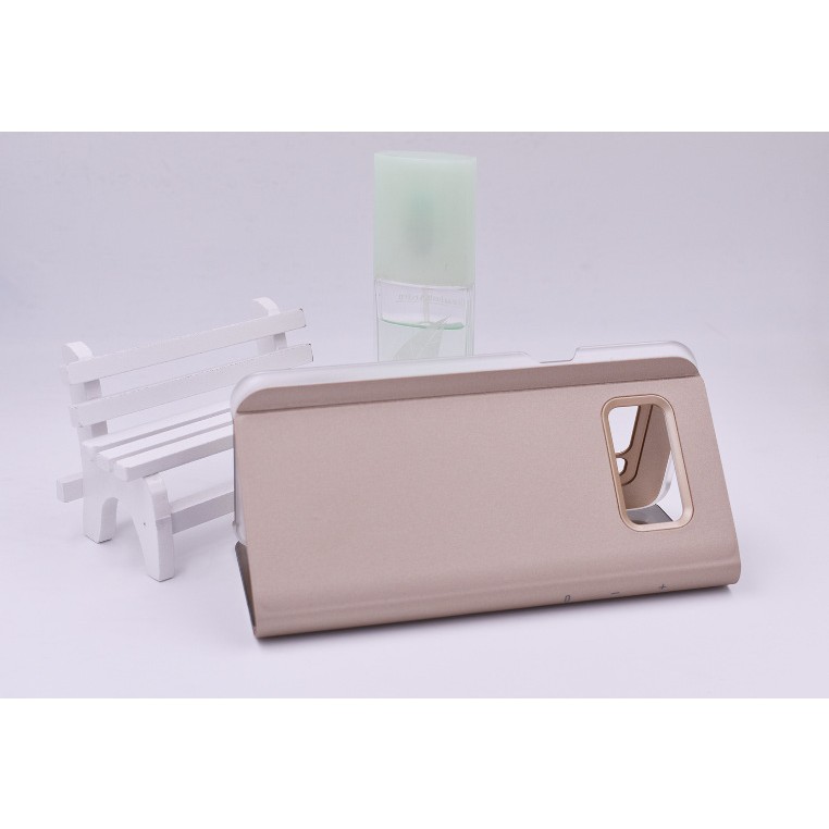 Husa Tip Carte, , Compatibila cu Huawei Mate 10 Lite, Flip Cover Oglinda, Auriu [8]