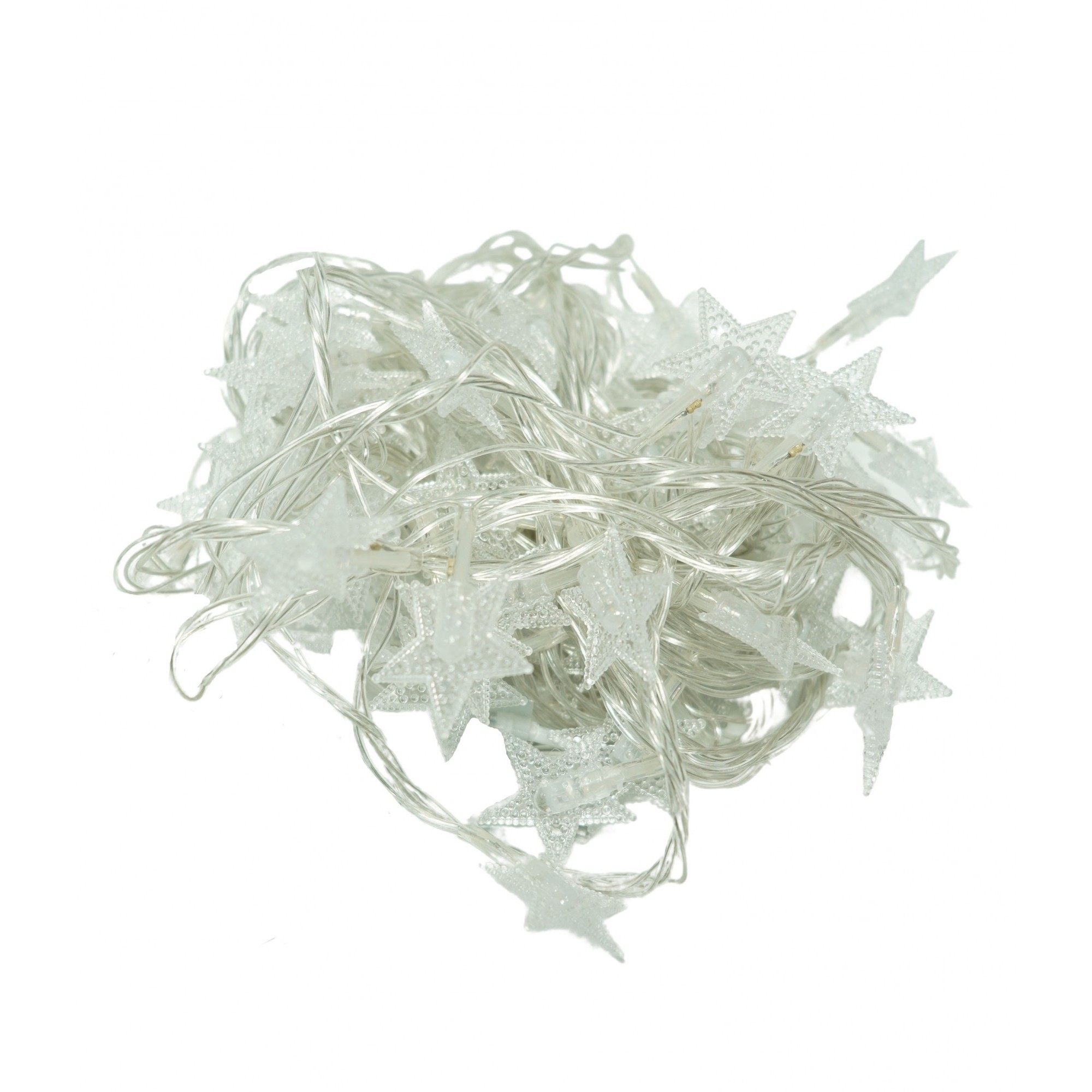 Liniar / Sir - Instalatie Craciun, 10 M, 100 de LED-uri, alb-cald, model cu stelute, liniara, cu baterie, interior/exterior, 