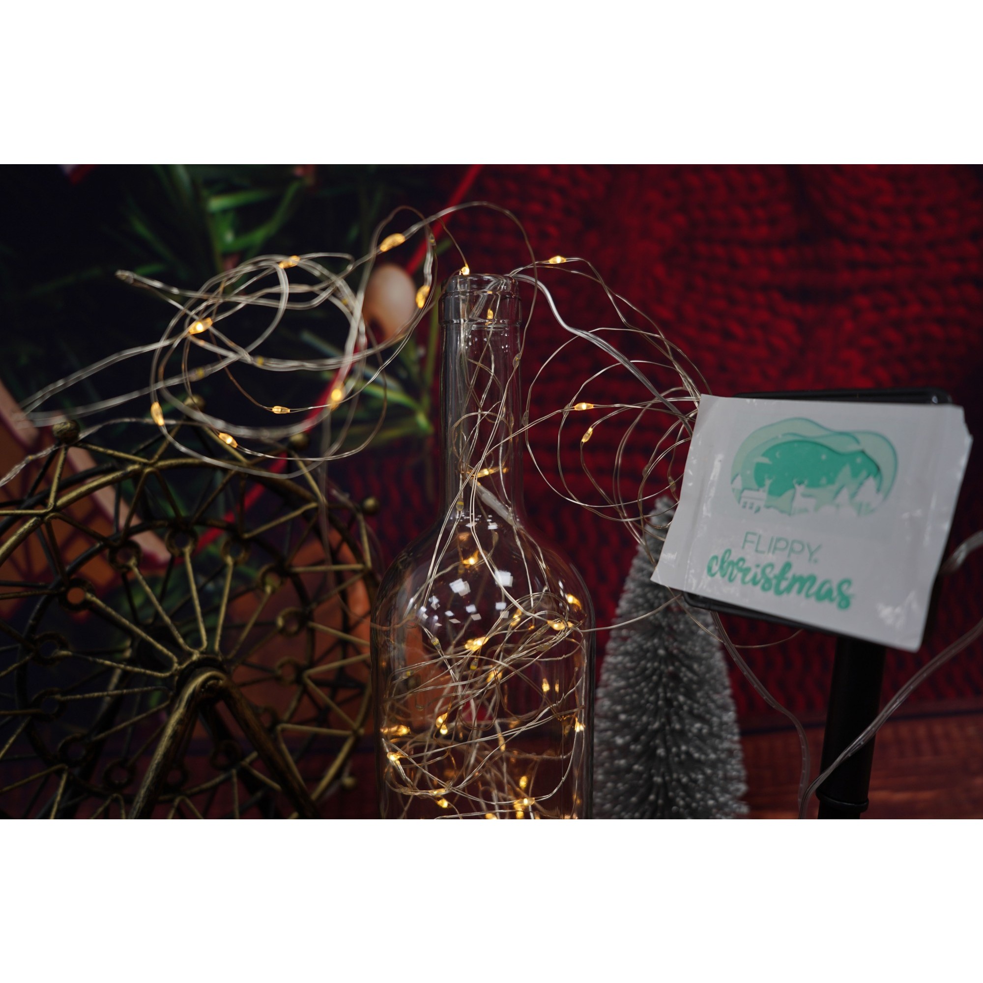 Instalatie Craciun, 10 metri, 100 de LED-uri, alb cald, cu energie solara, fir de cupru, liniar, interior/exterior,  [9]