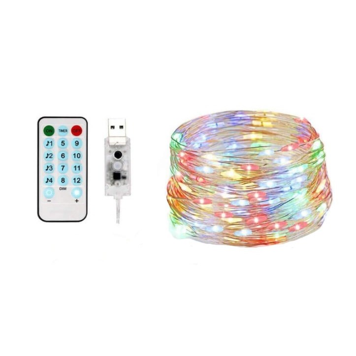 Instalatie Craciun, 10 metri, 100 LED-uri, multicolor RGB, sincronizare muzica, telecomanda 12 de functii, USB, fir cupru, liniar, interior/exterior,  [10]