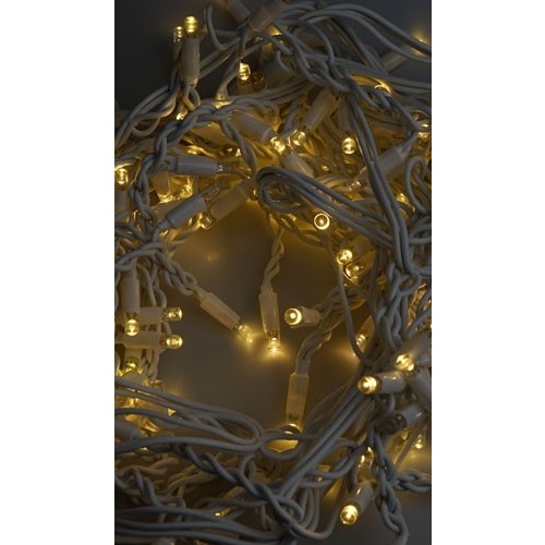 Instalatie Craciun, 150 m, Led-uri ,Franjuri, Alb cald, Flash, Alimentator, Interconectabila, Fir Alb Cauciucat, 220v,  [5]