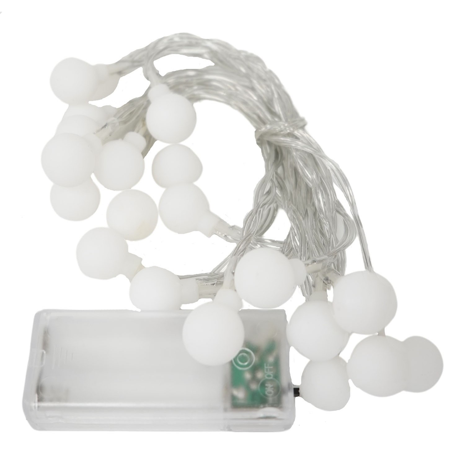 Instalatie Craciun, .3 m, 20 de LED-uri, alb-cald, model cu bilute, liniara, cu baterie, interior/exterior,  [1]