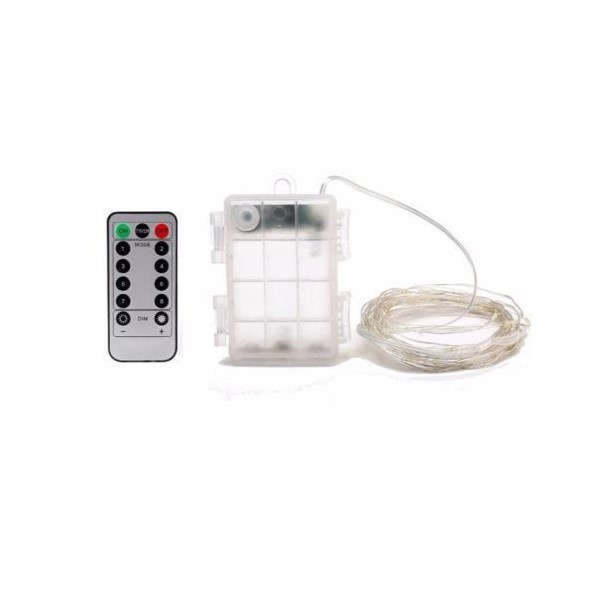 Instalatie de Craciun, , Decoratiune de Craciun, 200 Beculete LED, cu Baterii si Telecomanda, cu 8 Functii, Lungime 20 m, Alb rece [4]