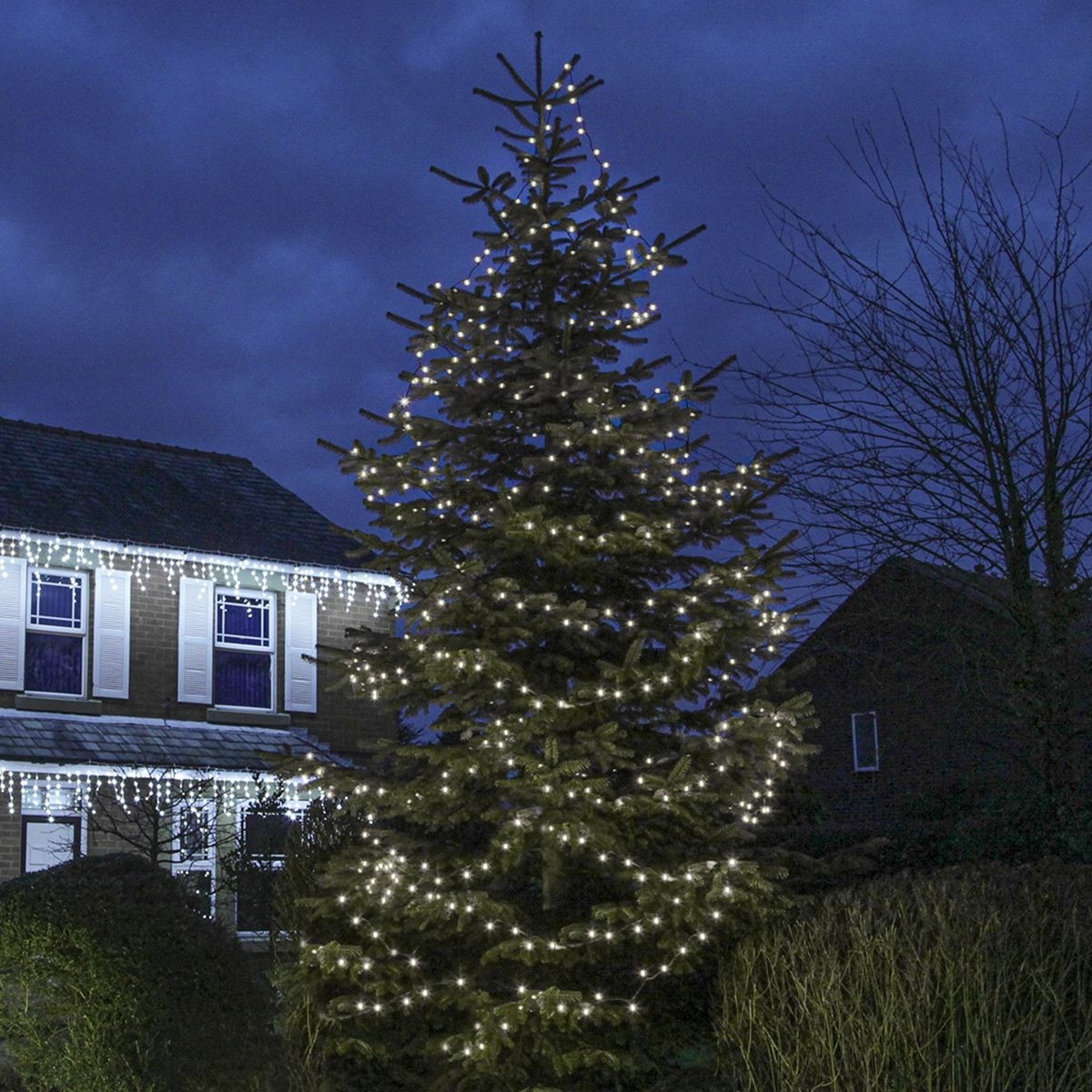 Instalatie Craciun, 25 m, 250 Led-uri ,Liniara, Alb rece, 8 jocuri de lumini, Transformator cu telecomanda, Interconectabila, Prelungitor 3 m inclus, Fir Transparent,  [2]