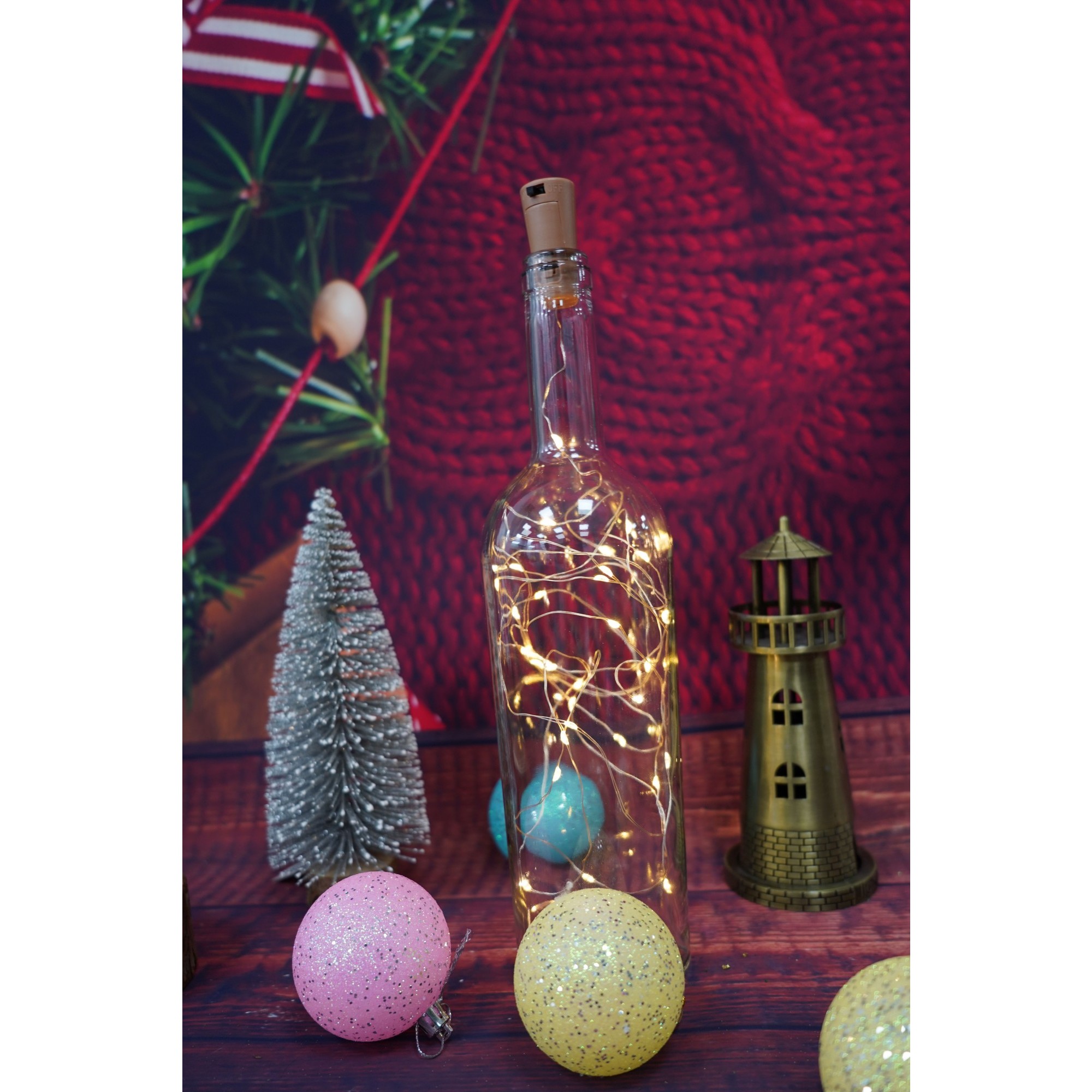 Instalatii cu baterii - Instalatie Craciun, Liniara, 3 metri, Baterii, 30 LED-uri, Alb Cald, Fir Cupru, Interior/Exterior, 