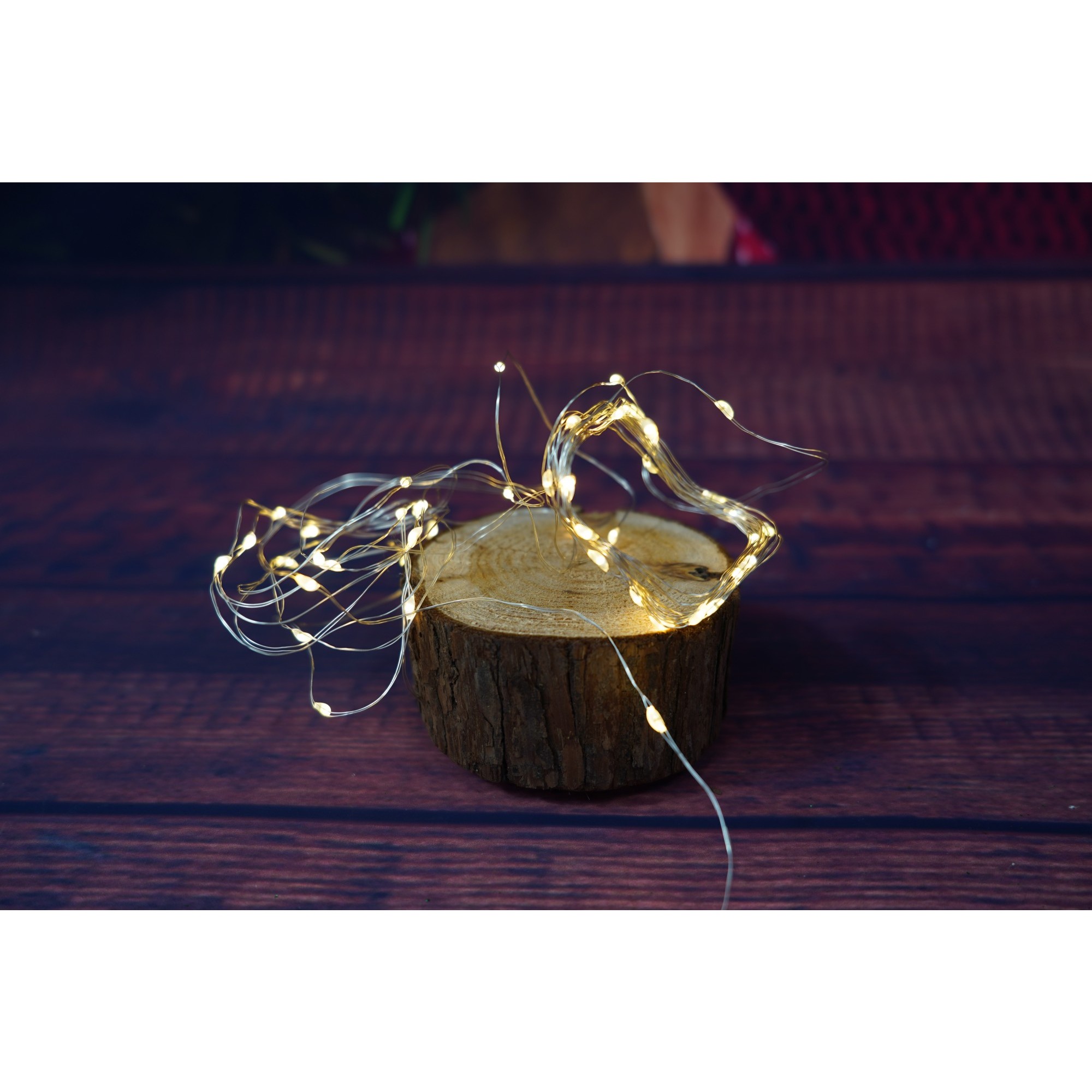 Instalatie Craciun, Liniara, 3 m, Baterii, 30 LED-uri, Alb Cald, Fir Cupru, Interior/Exterior,  [2]