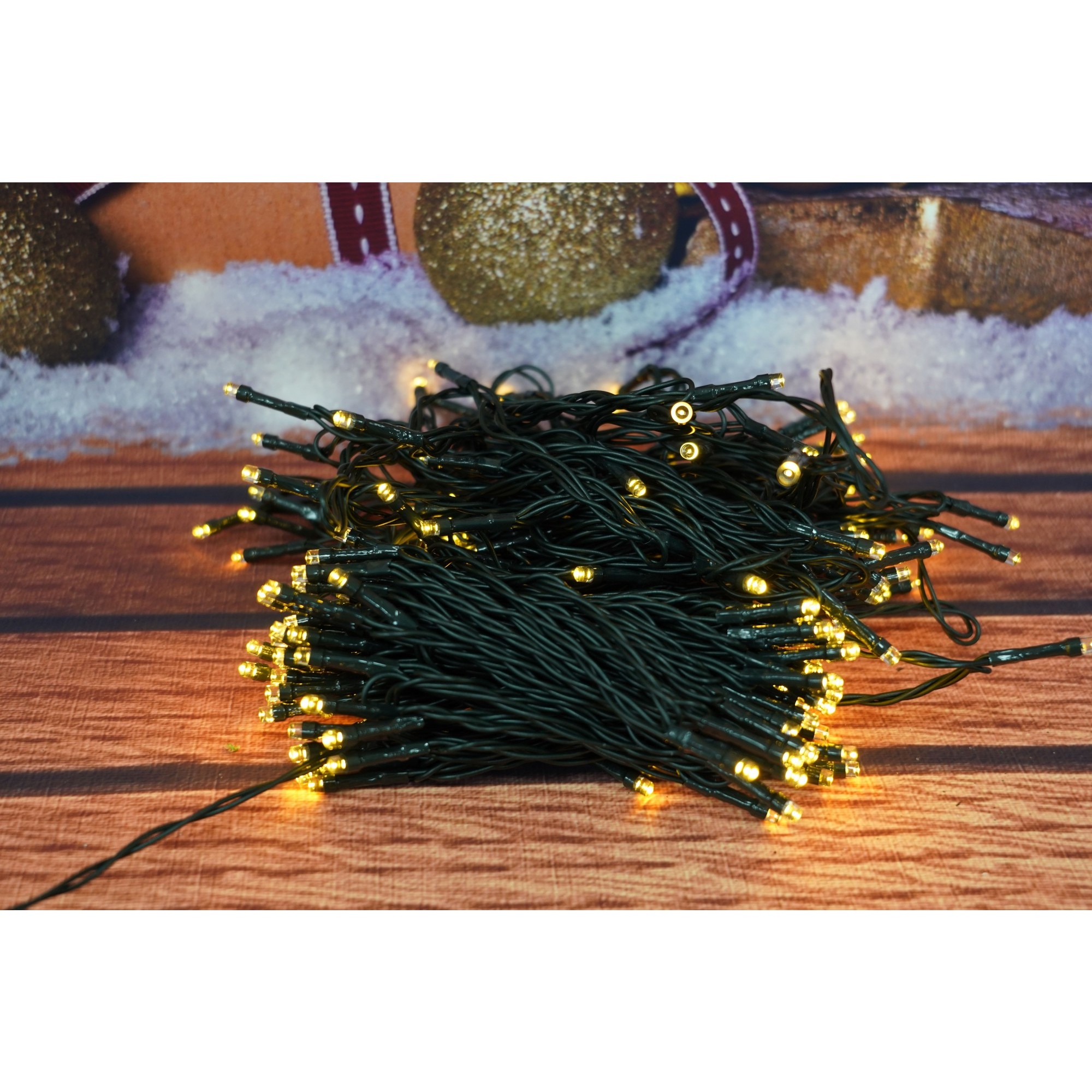 Instalatie Craciun, 32 metri, 300 de LED-uri, Alb Cald, cu energie solara, fir de cupru, liniar, interior/exterior,  [3]