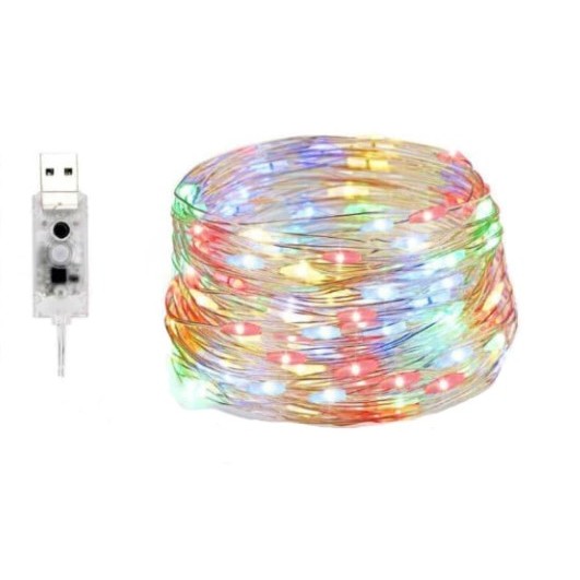 Instalatie Craciun, 5 metri, 50 LED-uri, multicolor RGB, sincronizare muzica, telecomanda 12 de functii, USB, fir cupru, liniar, interior/exterior,  [7]