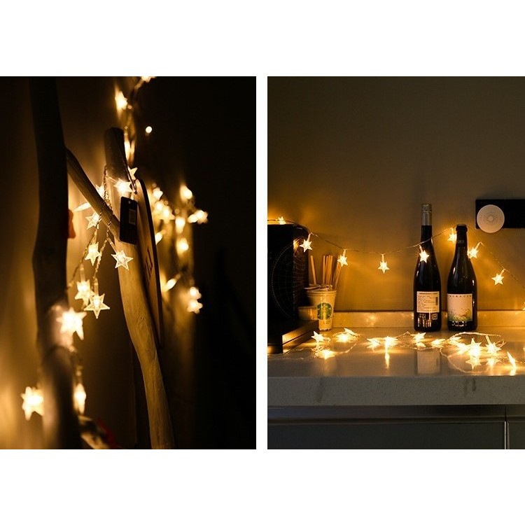 Instalatie Craciun, 6 metri,40 LED-uri cu Ornament tip Stea, Alb Cald, USB lung, fir cupru, liniar, interior/exterior,  [6]