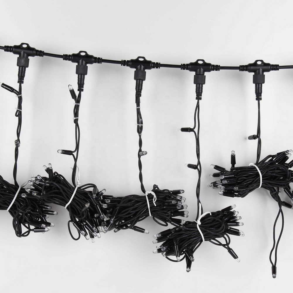 Instalatie Craciun Profesionala de Exterior IP65, Tip Perdea, 3m x 5m, 1500 Led-uri Mari, Alb rece, cu flash, Alimentator si prelungitor 6,5 m, Interconectabila, Fir negru,  [10]