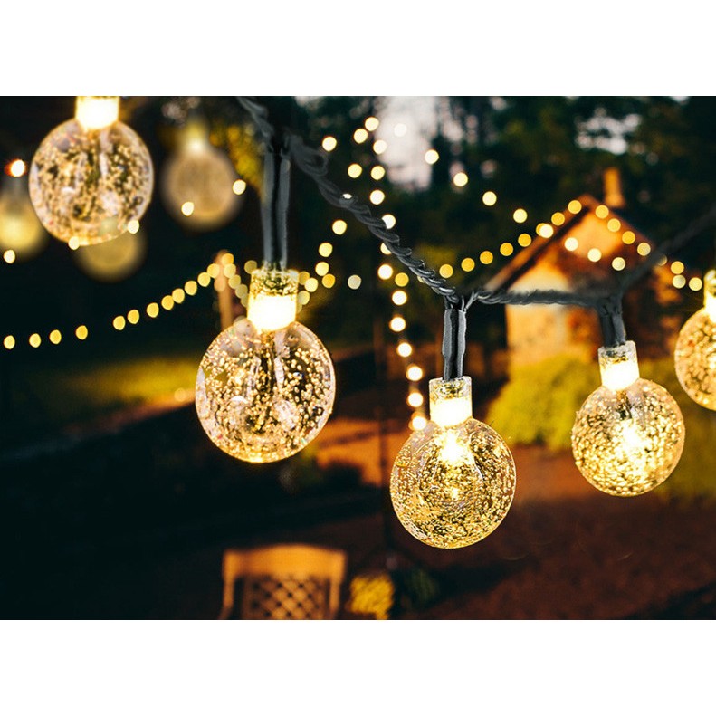 Instalatie Craciun, Tip Globuri de cristal, 200 Led-uri, 22 metri, Alb cald, Energie solara, Senzor de lumina,  [12]