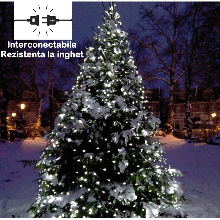 Instalatie Craciun Yoto, Tip Plasa, 1.2 m x 1.2 m, 80 LED-uri, Prelungitor 1.5 m, 8 Jocuri de Lumini, Interconectabila, Fir transparent, Interior/Exterior, Alb Rece [5]