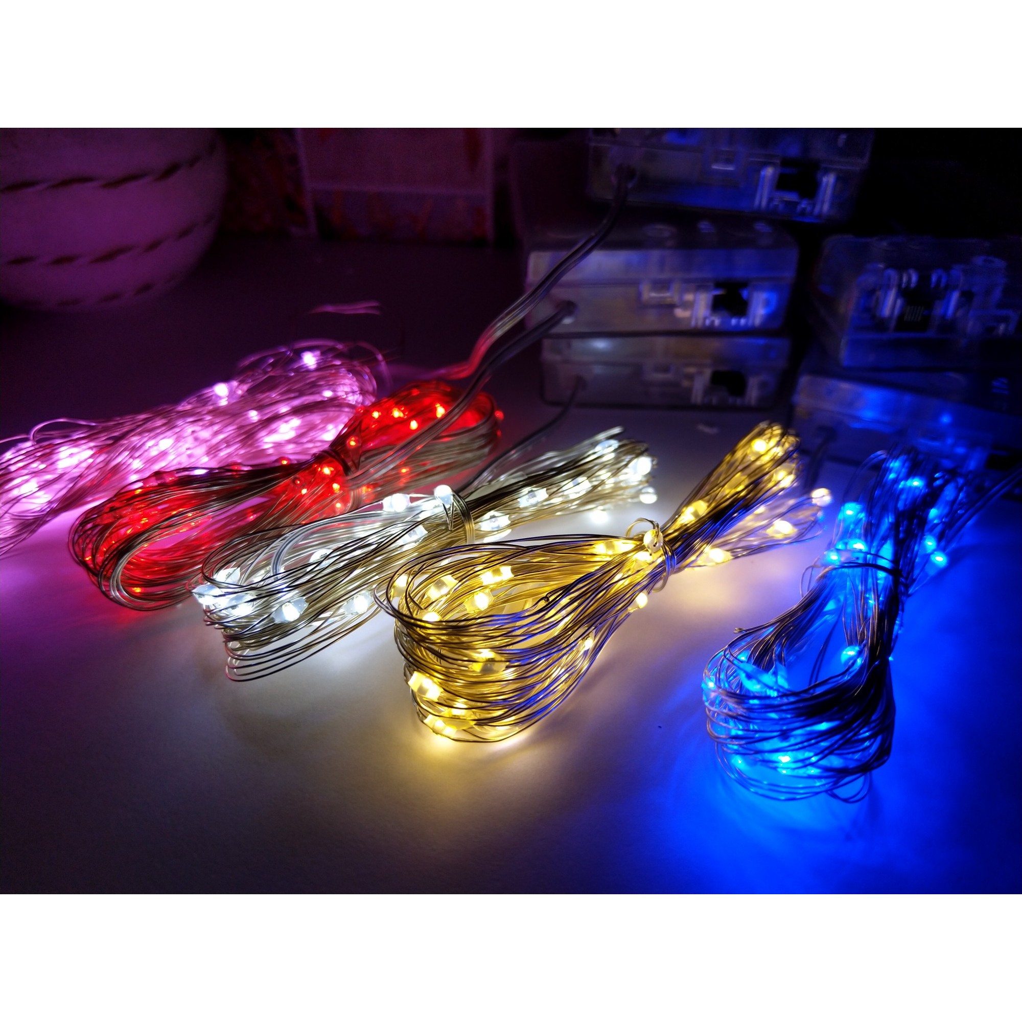 Instalatie de Craciun cu Baterii Fir Cupru Tip Sir 5 m 50 LED -uri Roz [4]