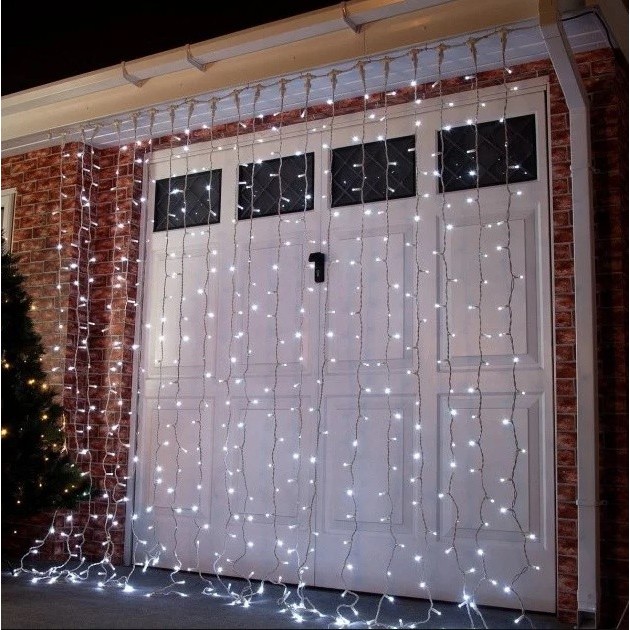 Perdea - Instalatie de Craciun ® Tip Perdea, 3 x 3 m, 320 LED-uri, Interconectabila, Alb Rece