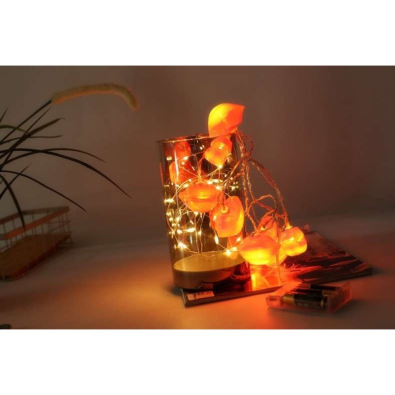 Instalatie de Craciun, ®, Tip Sir cu Baterii, 1.5 m, 10 LED-uri, Model Buze, Rosu [6]