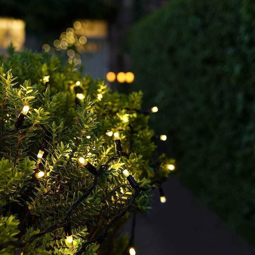 Instalatie de Craciun Liniara Yoto, 22 m, din care 1 m Prelungitor 220V, 300 LED, 8 jocuri de lumini, Controler, Utilizare Interior/Exterior, Fir Negru, Alb Cald [8]