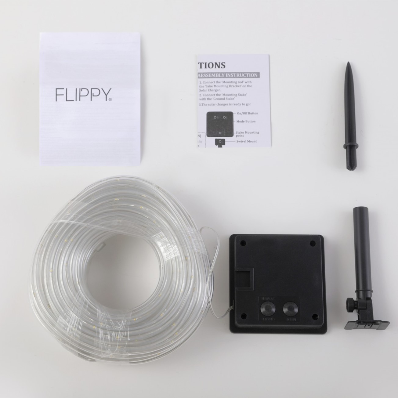 Instalatie luminoasa de Craciun tip furtun luminos, 300 LED-uri, 32 metri lungime, 8 programe, 2 metri prelungitor, sarma din cupru, incarcare solara, alb rece,  [10]