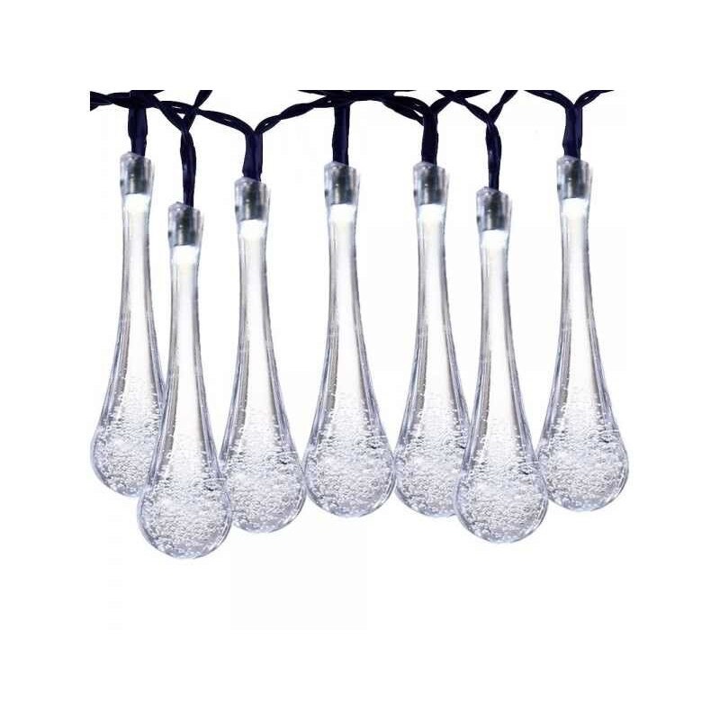 Instalatie Solara 6 m, 28 Led-uri cu Ornament tip picatura de apa, Liniara, Fir negru, Alb Rece [2]