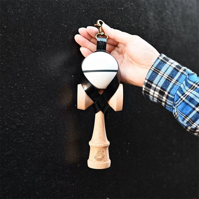 ✨TOATE PRODUSELE✨ - Husa pentru Kendama, , Husa de Depozitare pentru Kendama, din PVC rezistent, Catarama cu Agatare pentru Transportare, Forma Breloc 8, 12 x 6 cm, Negru