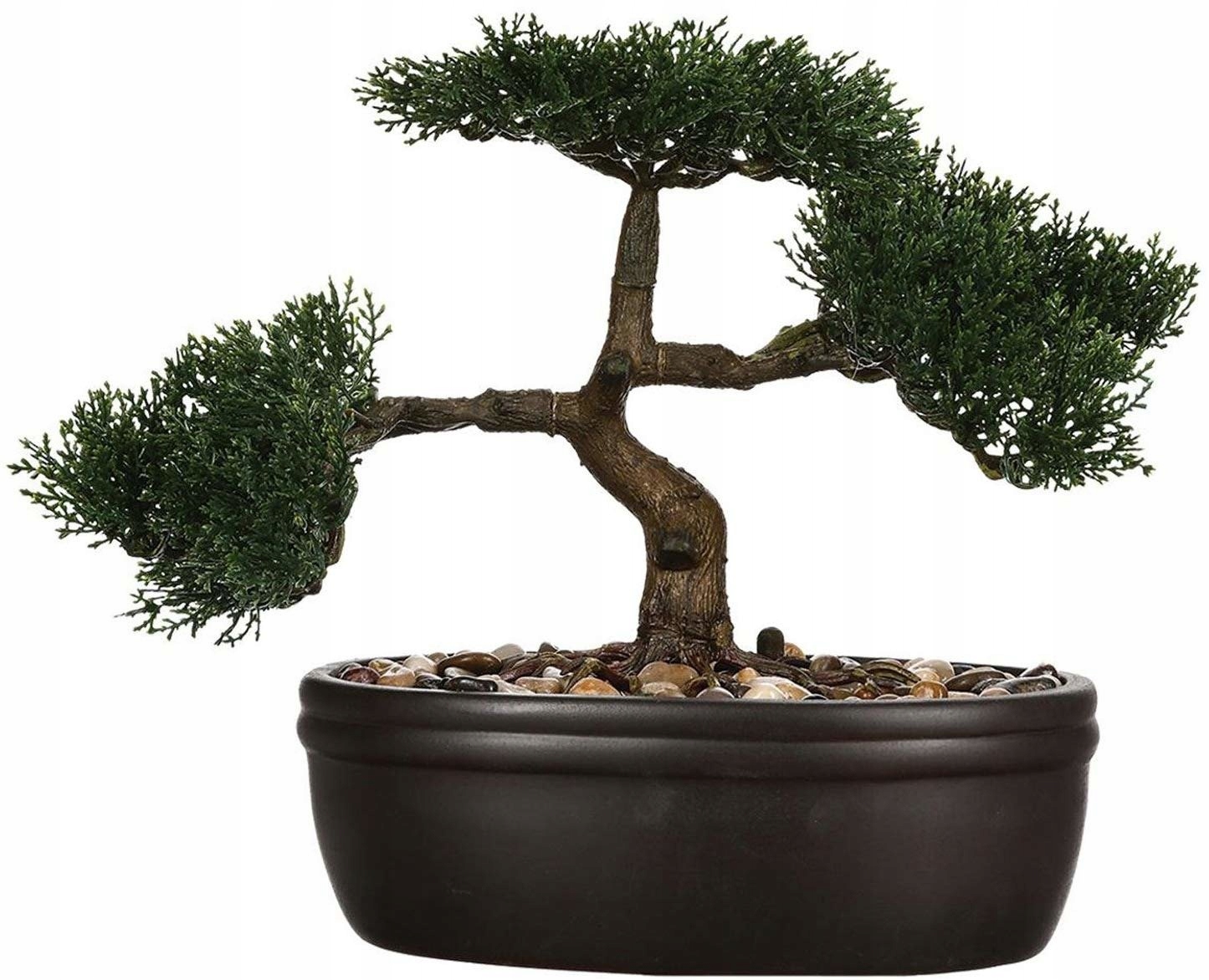 Bonsai artificial Atmosphera in ghiveci ceramic cu pietricele decorative, 23 cm, verde [4]