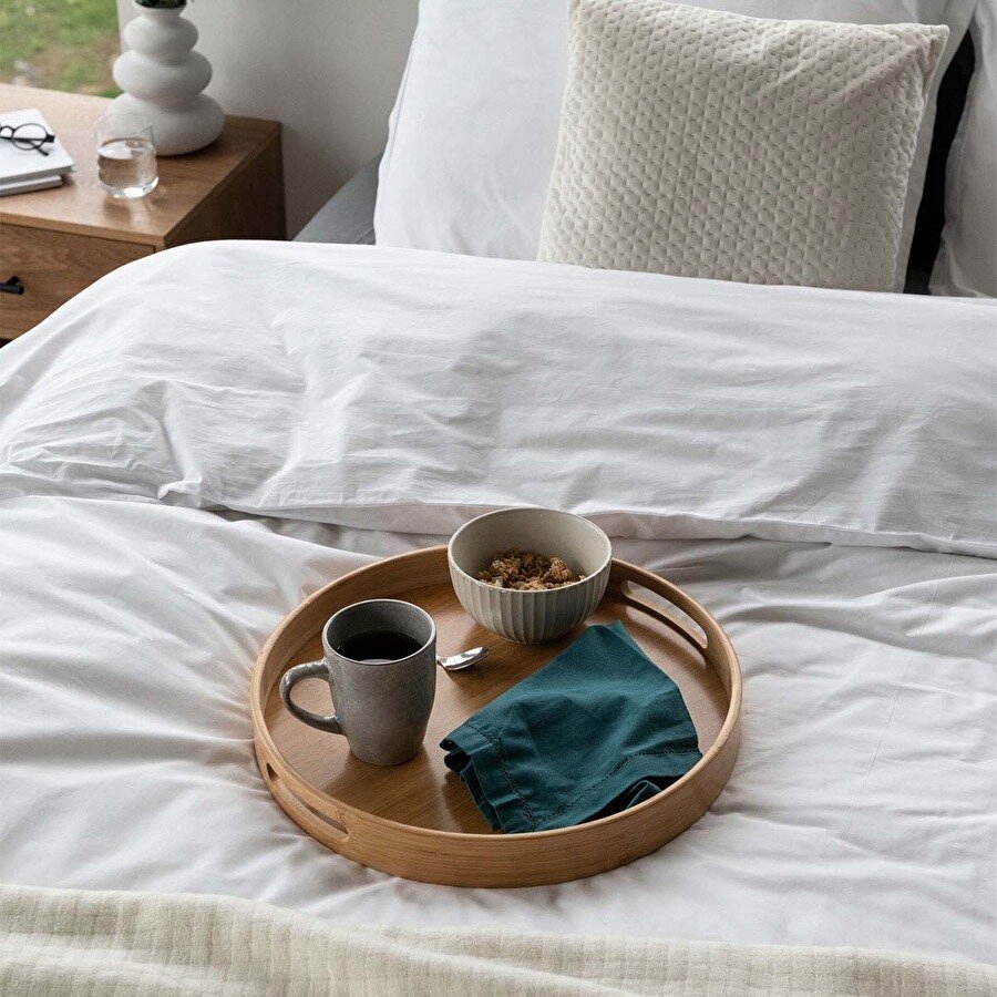 Tava servire rotunda 5Five din bambus si MDF, diametru 40 cm, maro natur [3]