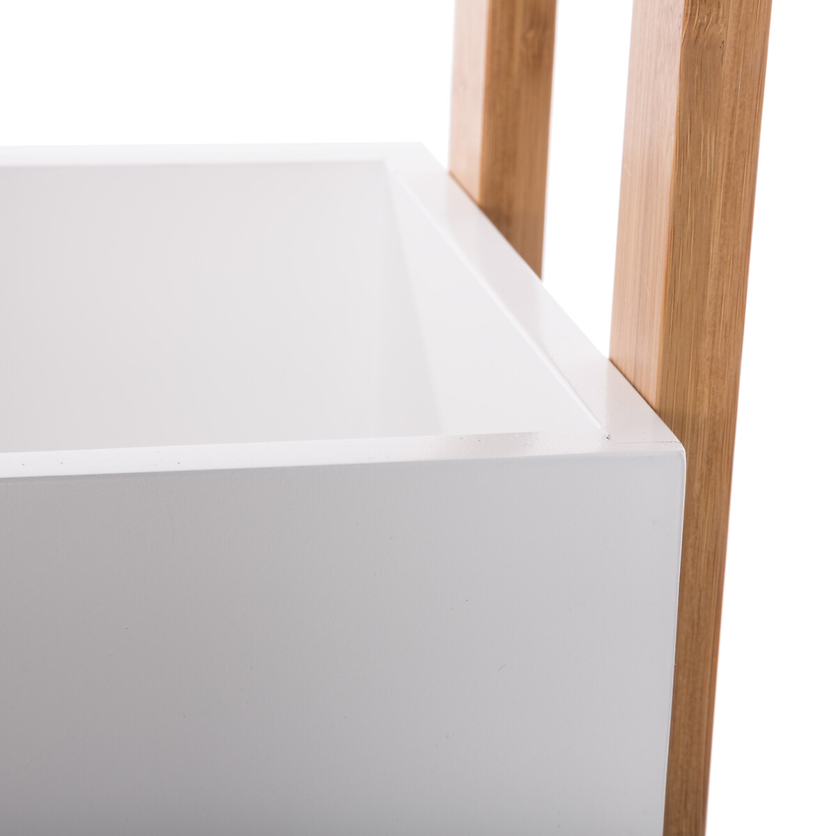 Etajera cu roti Atmosphera Natureo cu 3 niveluri, bambus si MDF, 41x20x81 cm, alb [4]