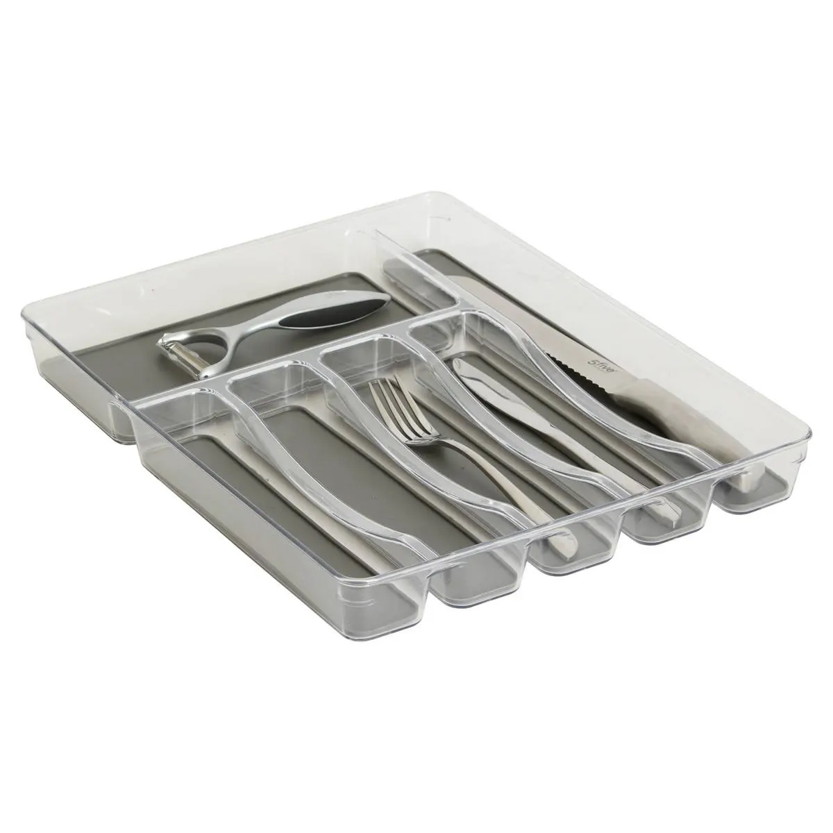 Tava organizare tacamuri 5Five Tidy Smart cu 6 compartimente, 32x40x5 cm, gri [4]