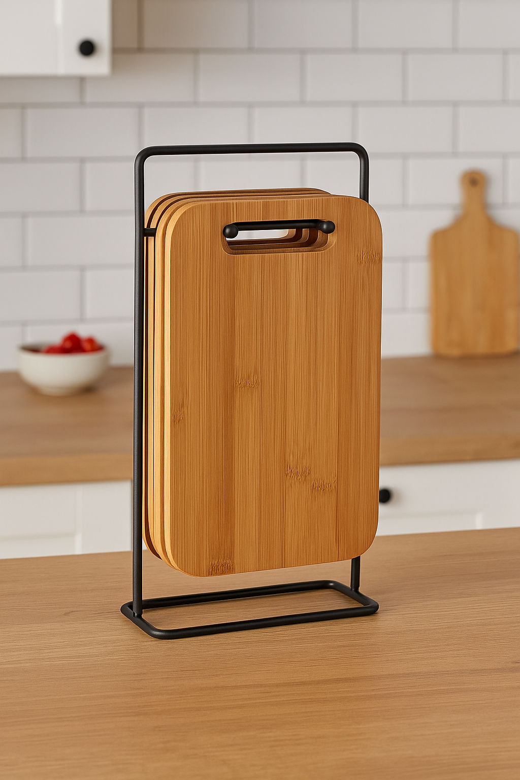 Set 4 platouri tapas 5Five din bambus cu suport metalic, 15x7x27 cm, natur [7]