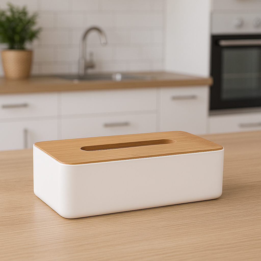 Cutie servetele 5Five Natureo cu capac detasabil, polipropilena, 26x13x9 cm, alb [2]