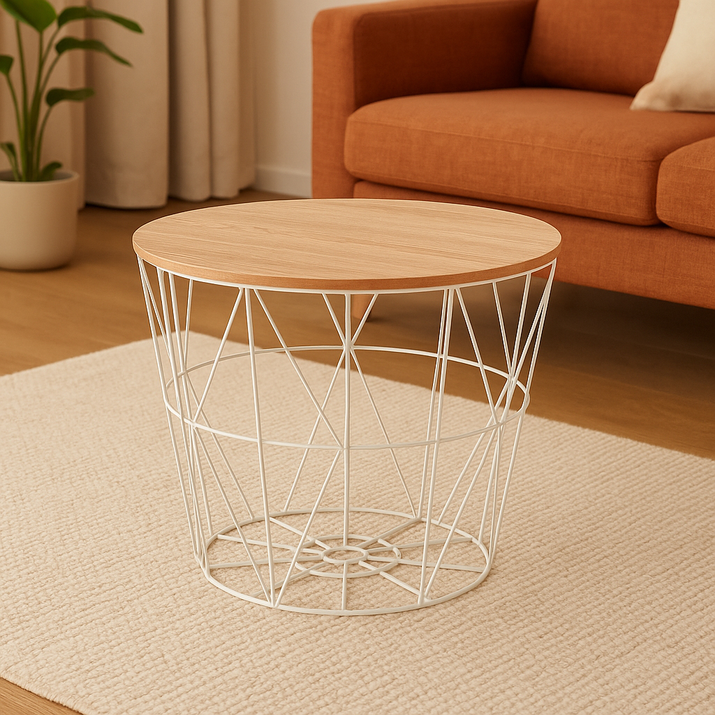 Masuta cafea Atmosphera Kumi, otel si MDF, 38x30 cm, alb [3]