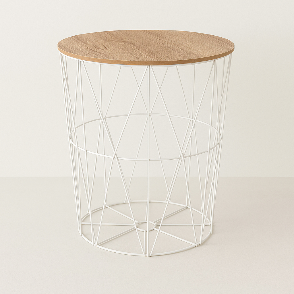 Masuta cafea Atmosphera Kumi, otel si MDF, 47x57 cm, alb [3]