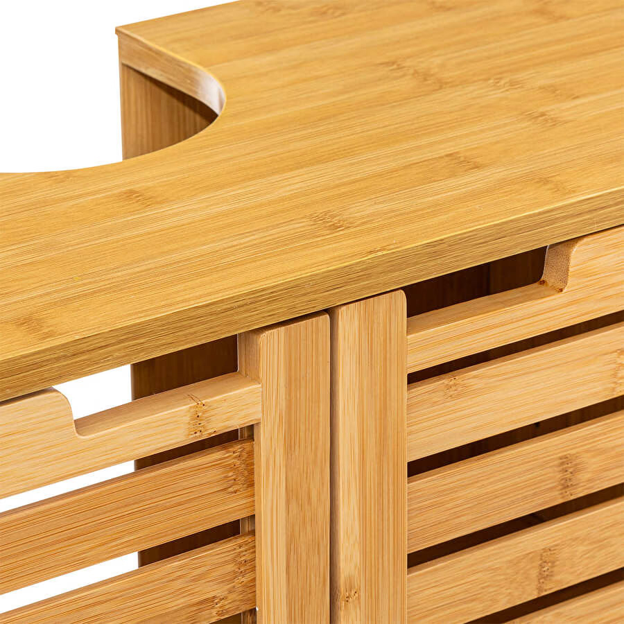 Dulap baie 5Five Sicela pentru lavoar, cu usi si rafturi, bambus si MDF, 60x28x80 cm, natur [5]