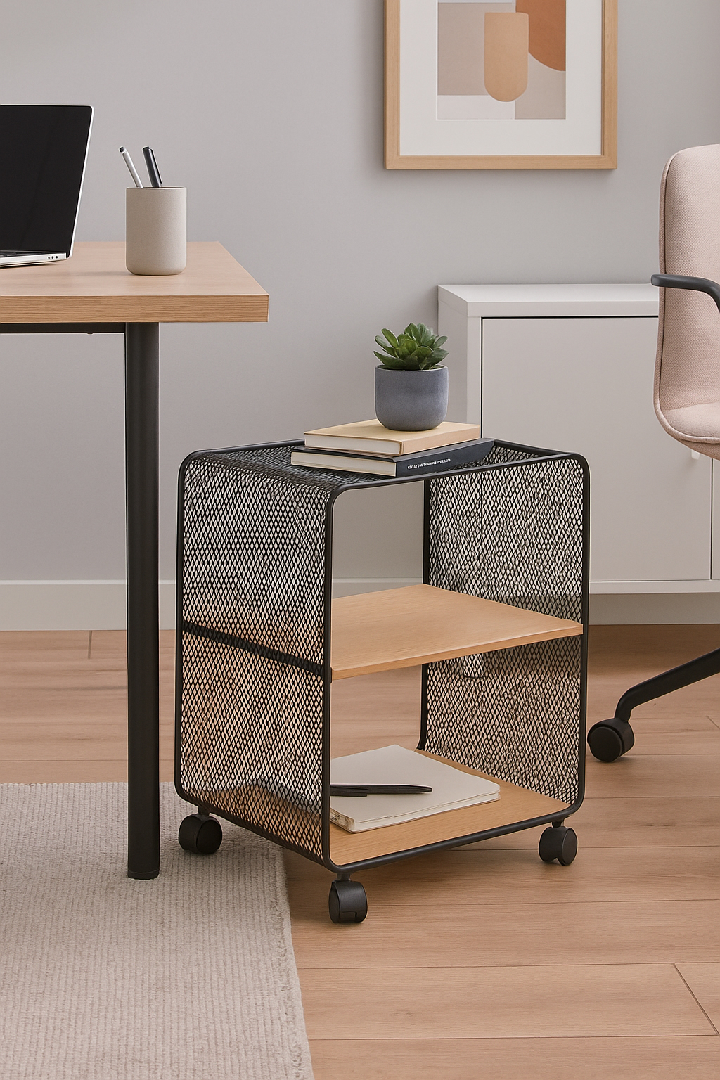 Etajera 5Five cu 2 compartimente, MDF si metal, 43x28x52 cm, negru [2]