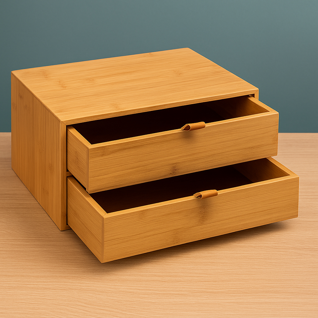 Cutie depozitare 5Five cu 2 sertare, bambus, 25x20x14 cm, natur [6]